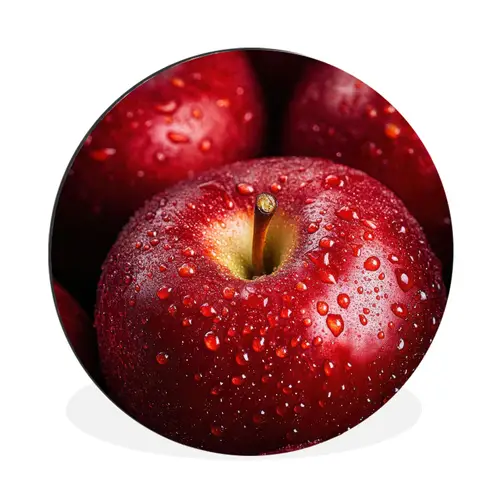 Rood - Appels - Fruit Wandcirkel aluminium klein -3d