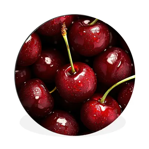 Rood - Fruit - Kersen Wandcirkel aluminium klein -3d
