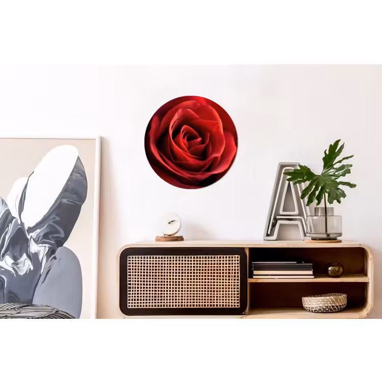 Rood - Roos - Romantisch Wandcirkel aluminium klein -kantoor