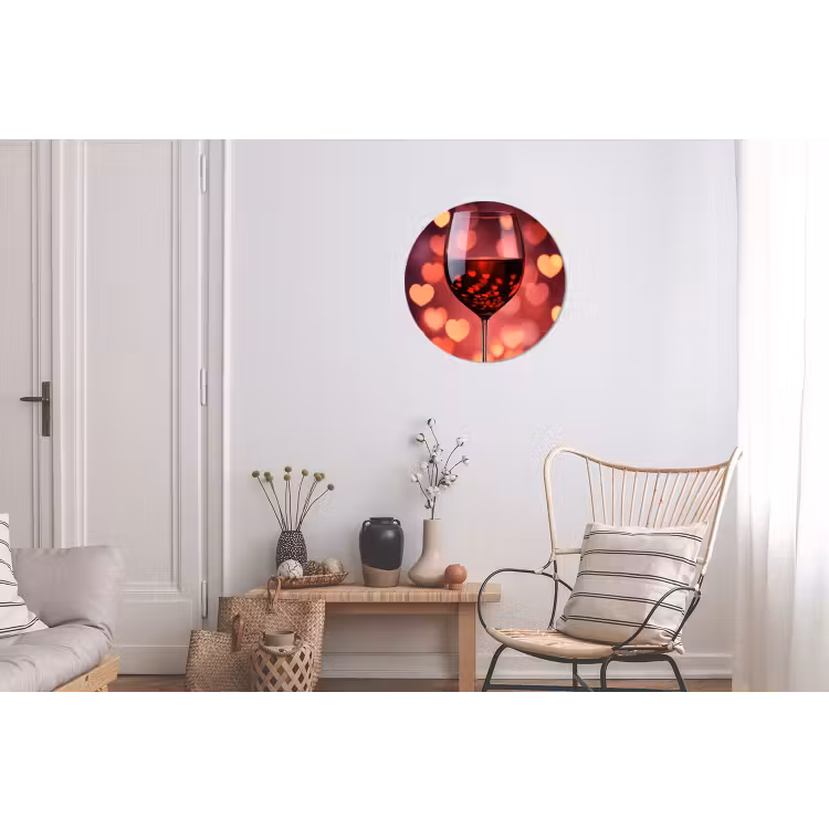 Rood - Wijn - Hartjes Wandcirkel aluminium klein -woonkamer