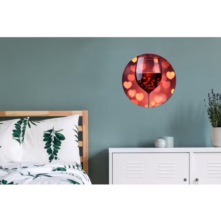 Rood - Wijn - Hartjes Wandcirkel aluminium klein -slaapkamer