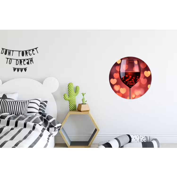 Rood - Wijn - Hartjes Wandcirkel aluminium klein -kinderkamer