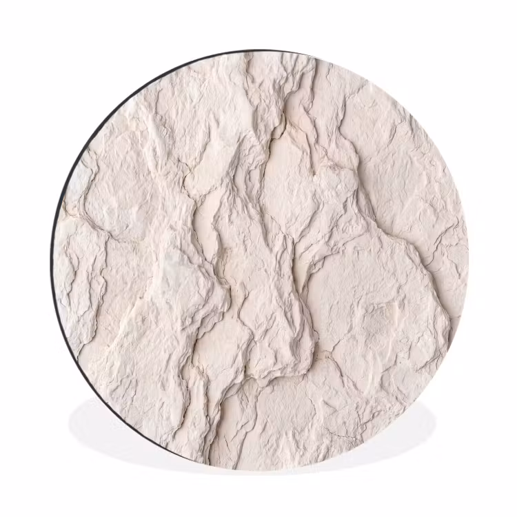 Rots - Structuur - Natuur - Beige - Abstract Wandcirkel aluminium klein -3d
