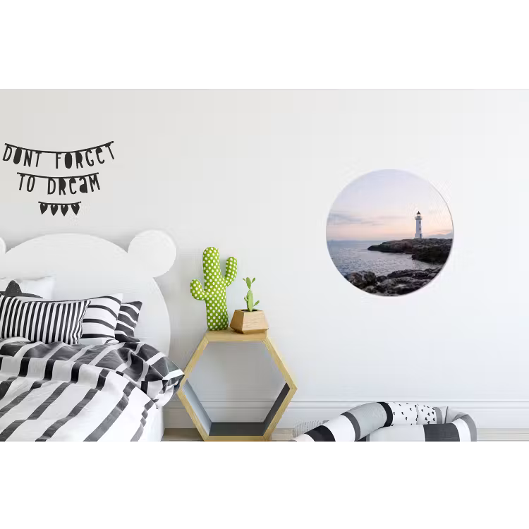 Rotsen - Vuurtoren - Wit Wandcirkel aluminium klein -kinderkamer