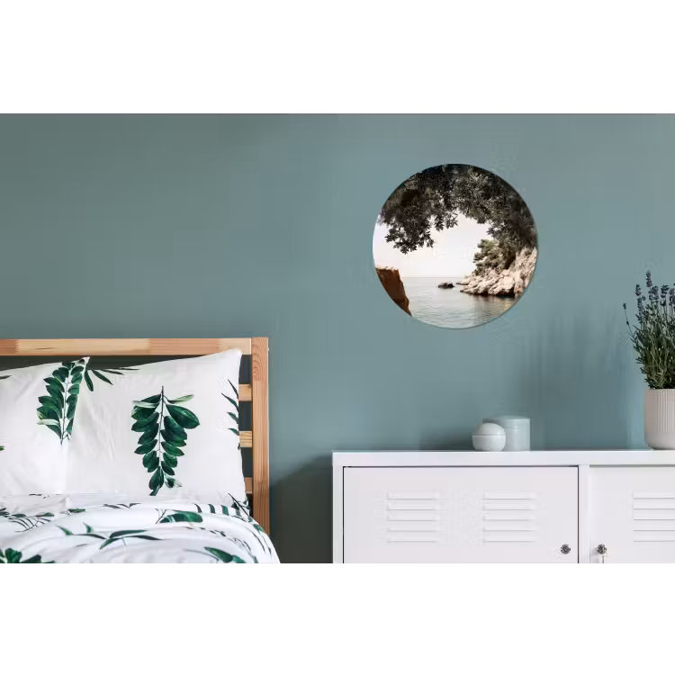 Rotsen - Zee - Boom - Groen Wandcirkel aluminium klein -slaapkamer