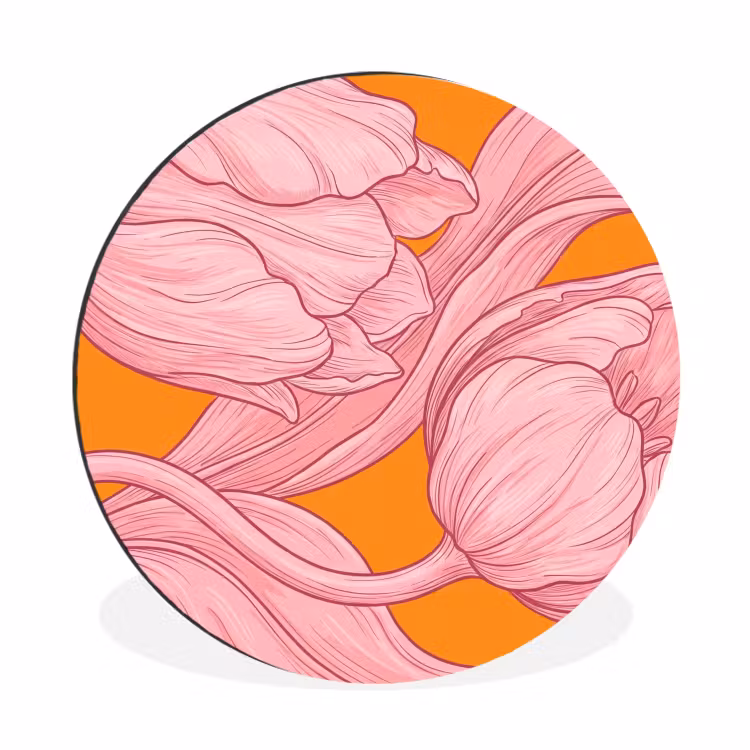Muurcirkel aluminium - Roze bloemen - Modern - Roze bloemen - Modern Wandcirkel aluminium klein