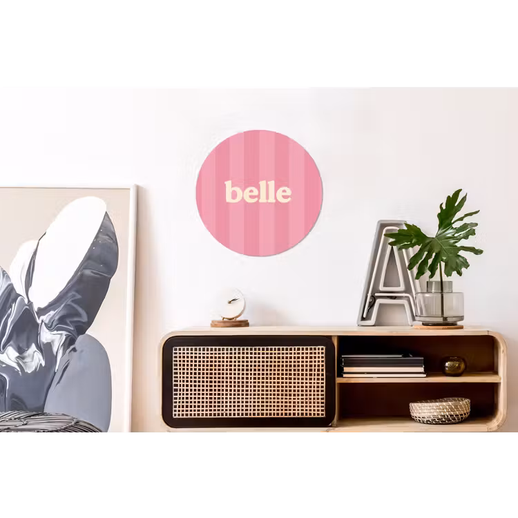Roze - Gestreept - Belle Wandcirkel aluminium klein -kantoor