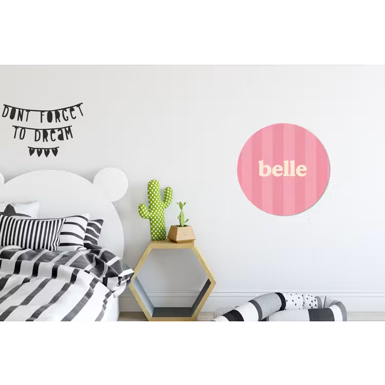 Roze - Gestreept - Belle Wandcirkel aluminium klein -kinderkamer