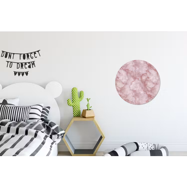 Roze - Kwartsmarmer - Aders Wandcirkel aluminium klein 190 -kinderkamer