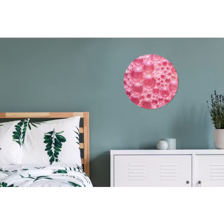 Roze - Schuim - Bubbels Wandcirkel aluminium klein -slaapkamer