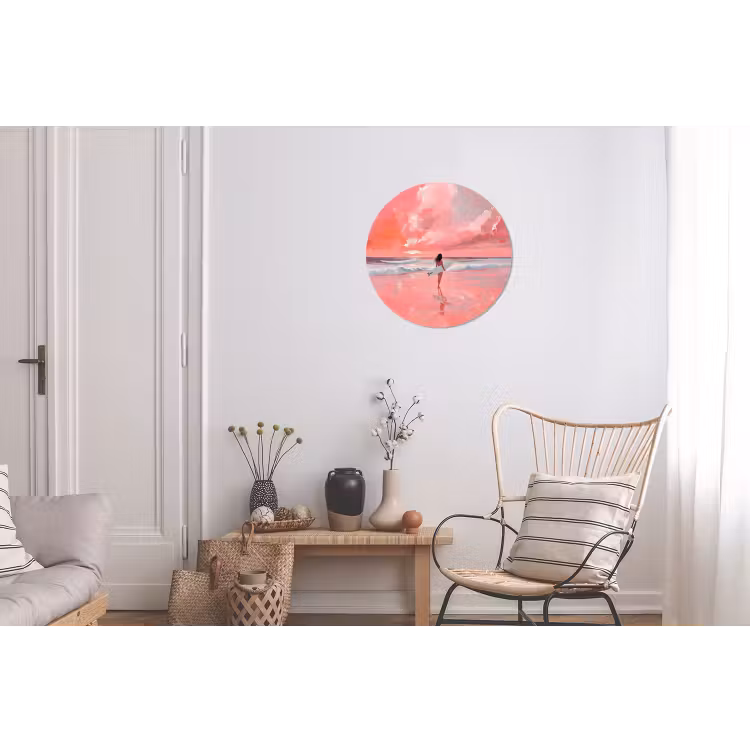 Roze - Surfen - Zee Wandcirkel aluminium klein -woonkamer