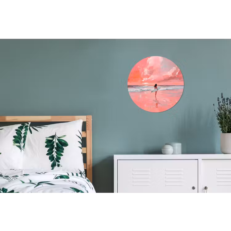 Roze - Surfen - Zee Wandcirkel aluminium klein -slaapkamer