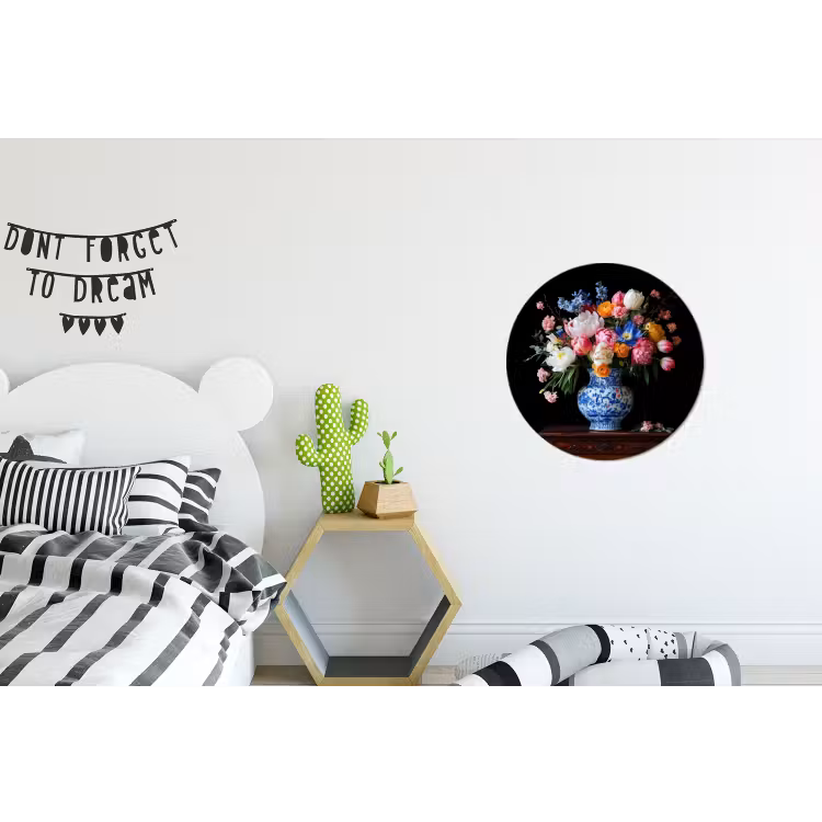 Rozen - Bloemen - Vaas - Boeket Wandcirkel aluminium klein -kinderkamer