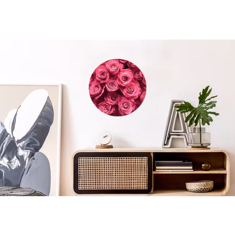 Rozen - Pink - Bloem Wandcirkel aluminium klein -kantoor