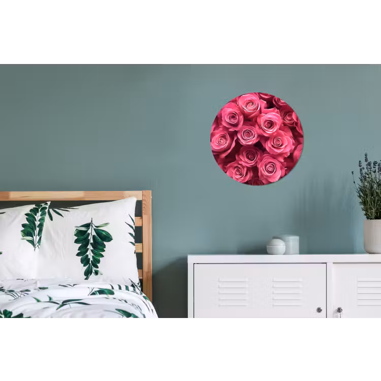 Rozen - Pink - Bloem Wandcirkel aluminium klein -slaapkamer