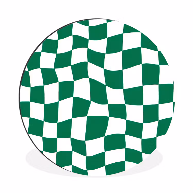 Schaakbord - Golvend - Groen Wandcirkel aluminium klein 190 -3d