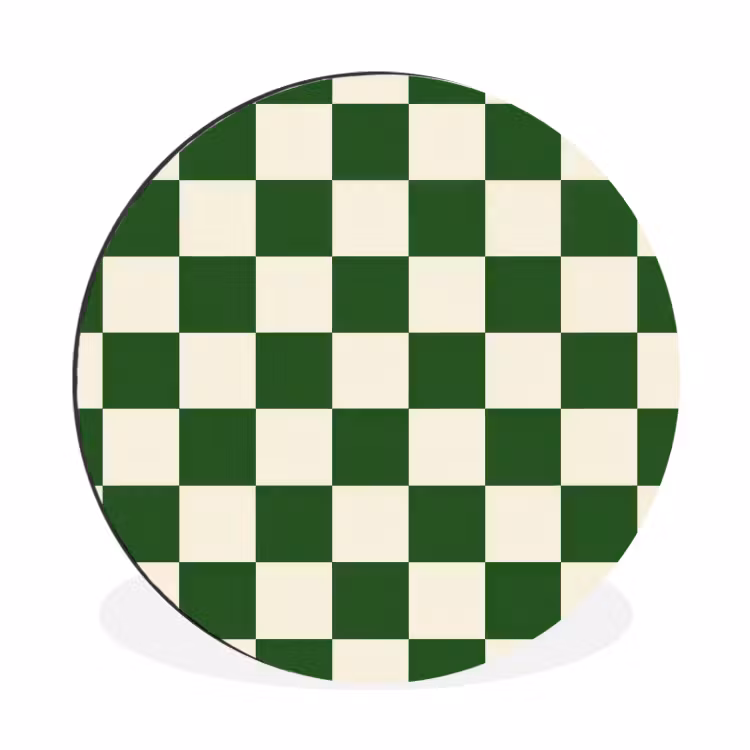 Schaakbord - Patroon - Groen Wandcirkel aluminium klein 190 -3d