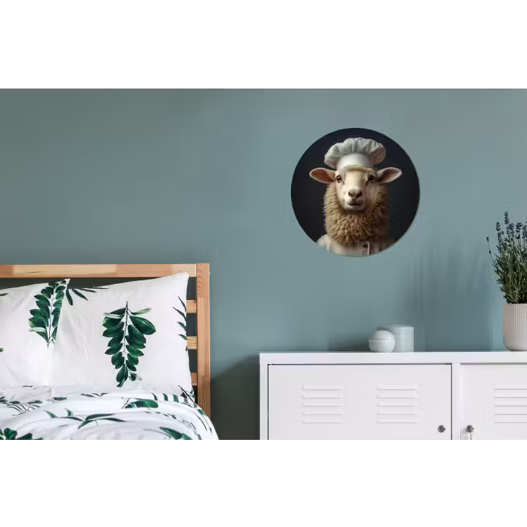 Schaap - Wol - Kok Wandcirkel aluminium klein -slaapkamer