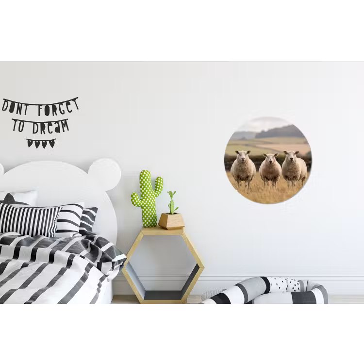 Schapen - Weidenlandschap - Heuvels Wandcirkel aluminium klein -kinderkamer