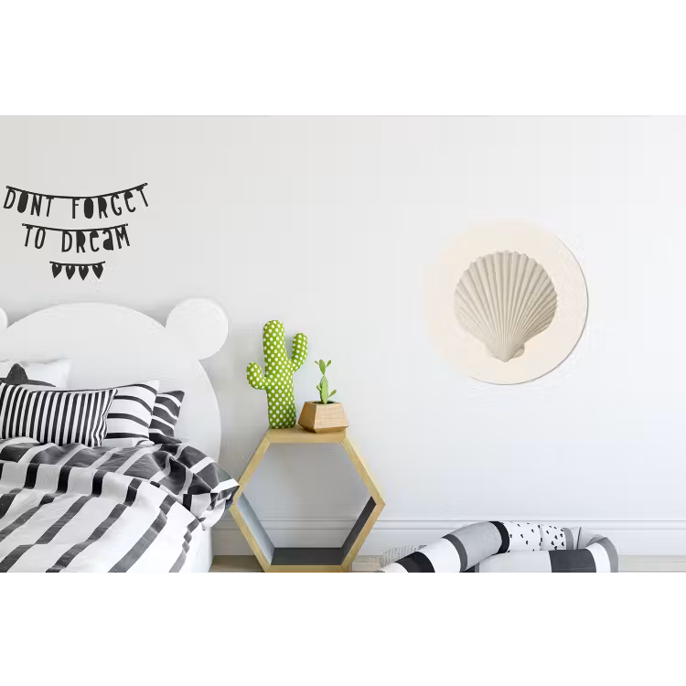 Schelp - Minimalistisch - Wit Wandcirkel aluminium klein -kinderkamer