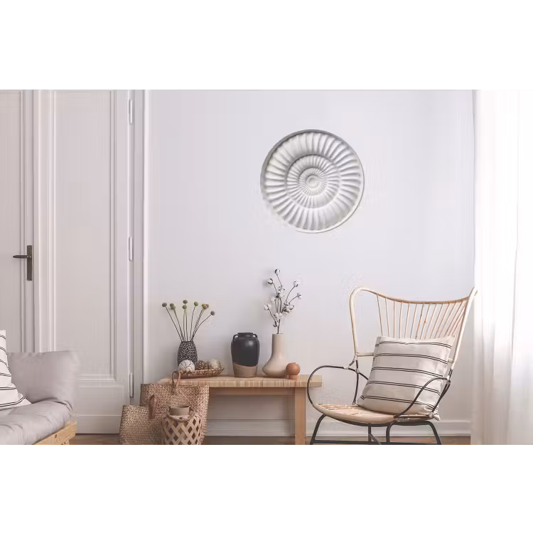 Schelp - Spiraal - Wit Wandcirkel aluminium klein -woonkamer