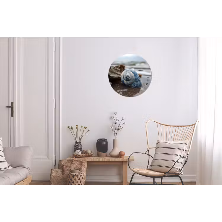 Schelp - Strand - Blauw - Zee Wandcirkel aluminium klein -woonkamer