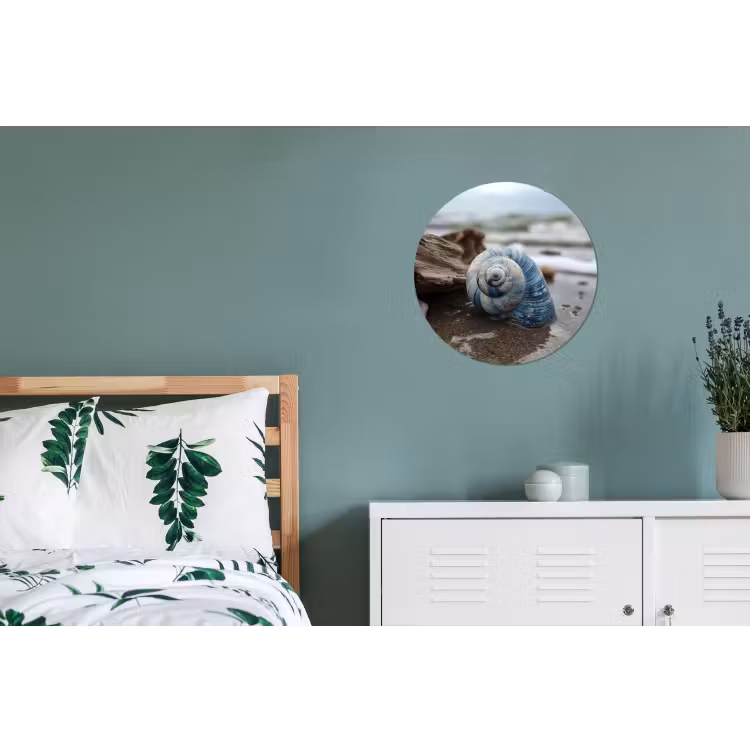Schelp - Strand - Blauw - Zee Wandcirkel aluminium klein -slaapkamer
