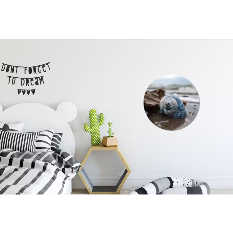 Schelp - Strand - Blauw - Zee Wandcirkel aluminium klein -kinderkamer