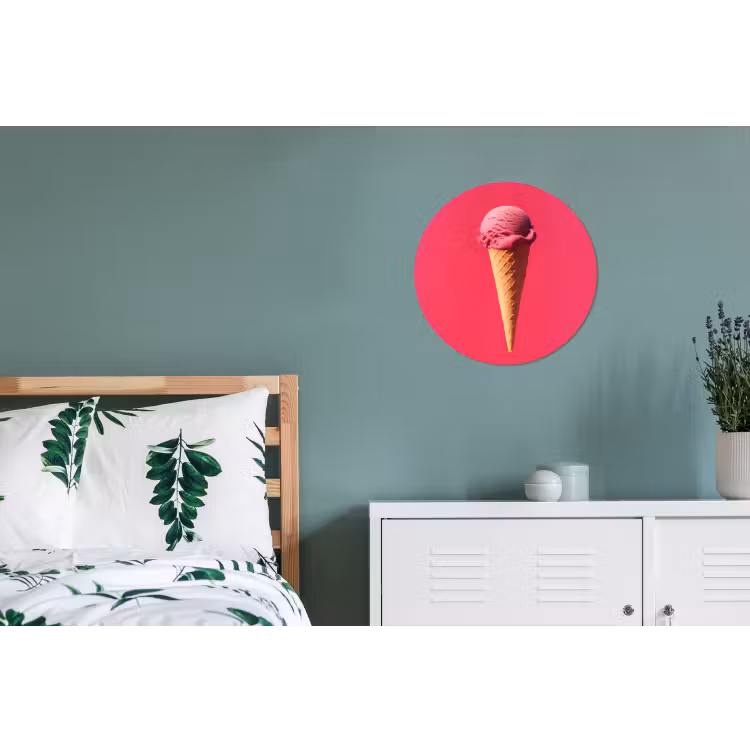 Schepijs - Roze - Hoorntje Wandcirkel aluminium klein -slaapkamer