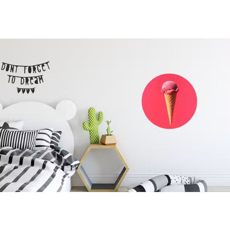 Schepijs - Roze - Hoorntje Wandcirkel aluminium klein -kinderkamer