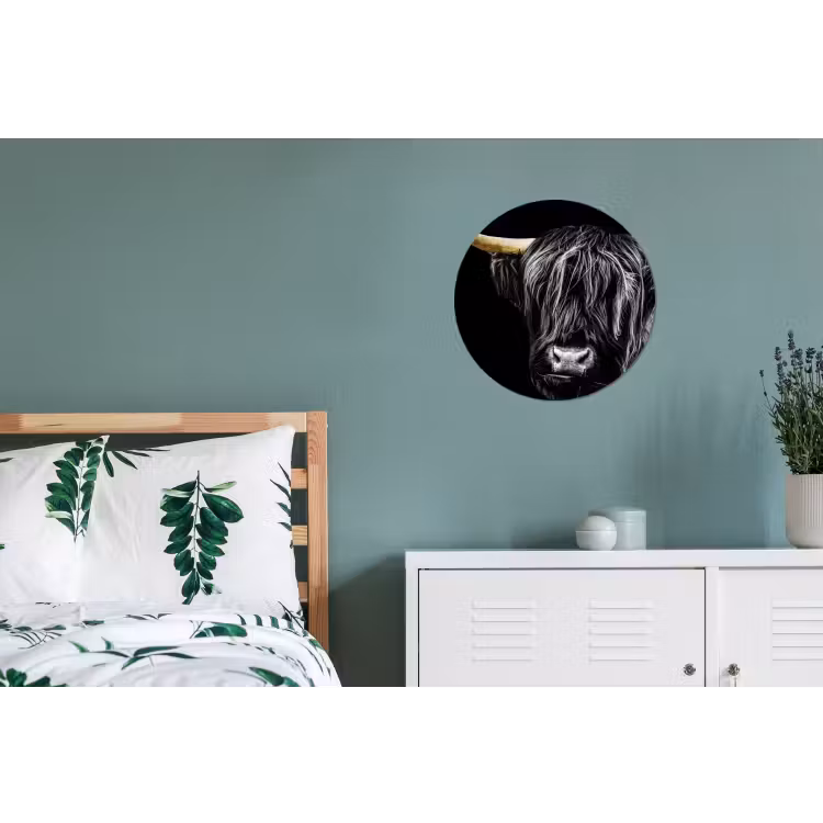 Schotse hooglander - Goud - Vacht - Dieren - Koe Wandcirkel aluminium klein -slaapkamer