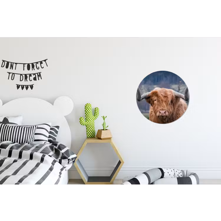 Schotse Hooglander - Koeienkop - Landschap - Natuur - Koe Wandcirkel aluminium klein -kinderkamer