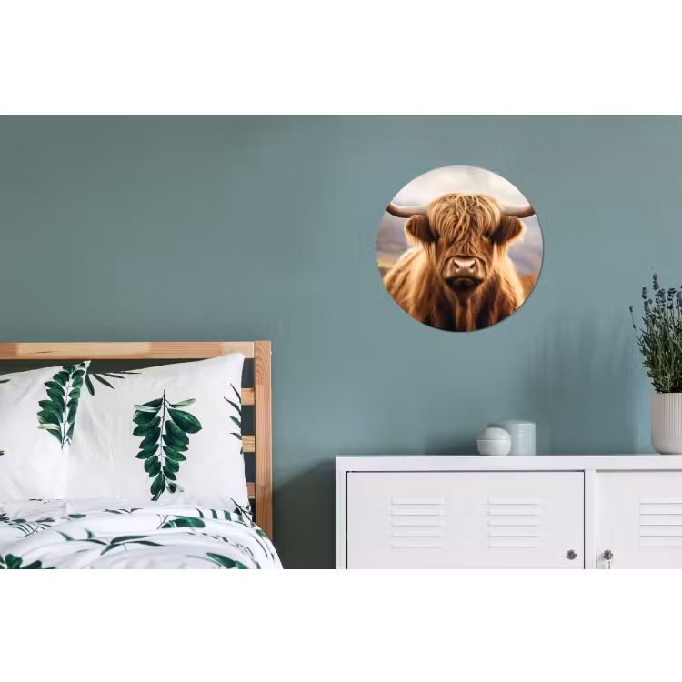 Schotse hooglander - Landschap - Dier Wandcirkel aluminium klein -slaapkamer