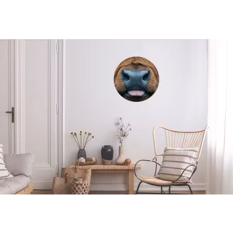 Schotse hooglander - Neus - Bruin Wandcirkel aluminium klein -woonkamer
