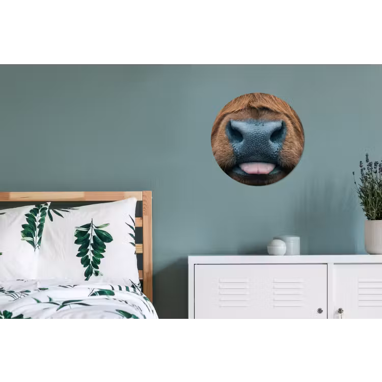 Schotse hooglander - Neus - Bruin Wandcirkel aluminium klein -slaapkamer