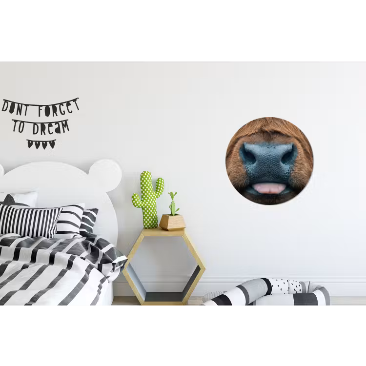 Schotse hooglander - Neus - Bruin Wandcirkel aluminium klein -kinderkamer