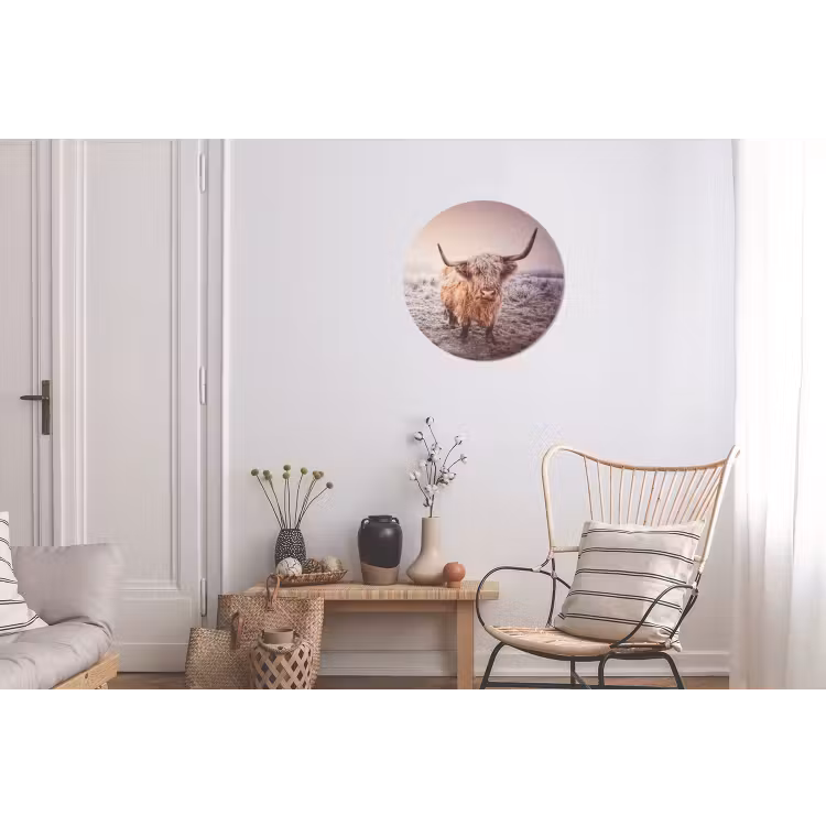Schotse hooglanders - Licht - Lucht - Natuur Wandcirkel aluminium klein -woonkamer
