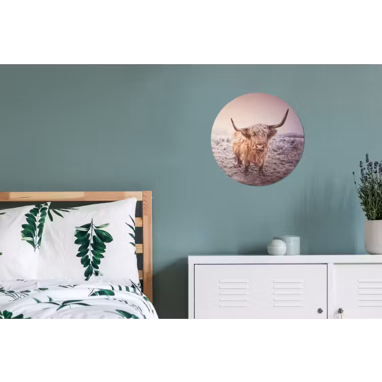 Schotse hooglanders - Licht - Lucht - Natuur Wandcirkel aluminium klein -slaapkamer