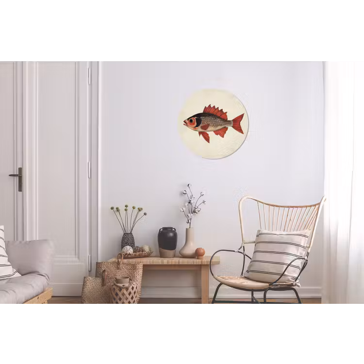 Schubben - Rood - Vis - Vinnen Wandcirkel aluminium klein -woonkamer
