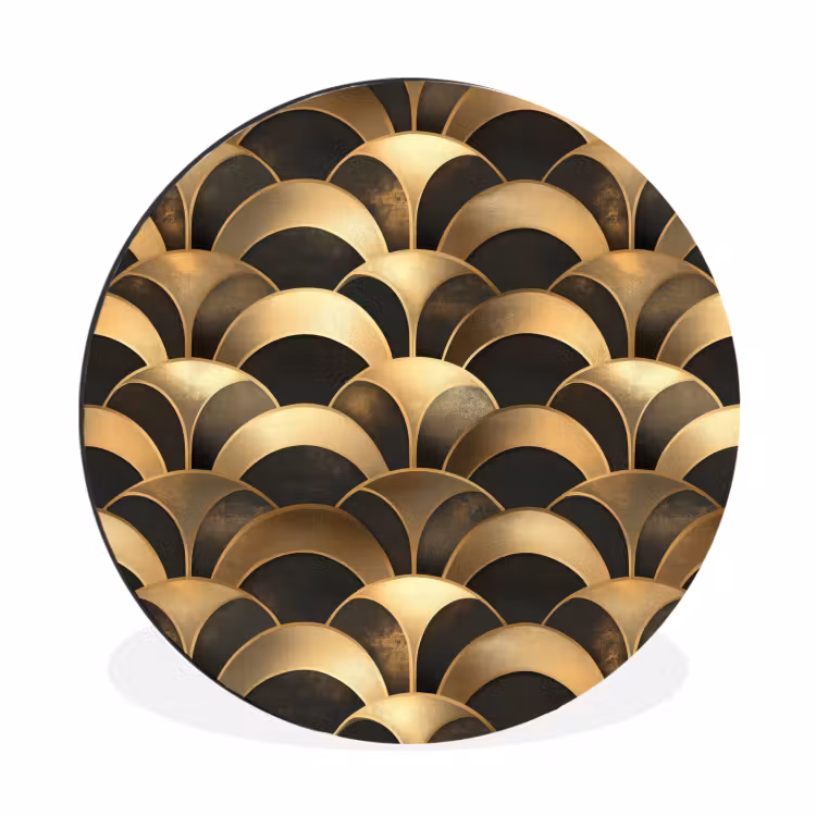 Schubben - Structuur - Goud Wandcirkel aluminium klein 190 -3d