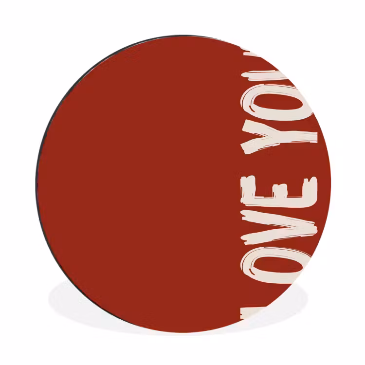 Schuin - Loveyou - Rood Wandcirkel aluminium klein -3d