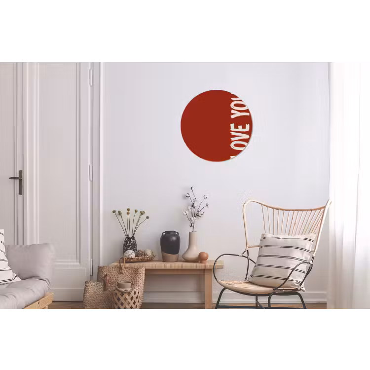 Schuin - Loveyou - Rood Wandcirkel aluminium klein -woonkamer