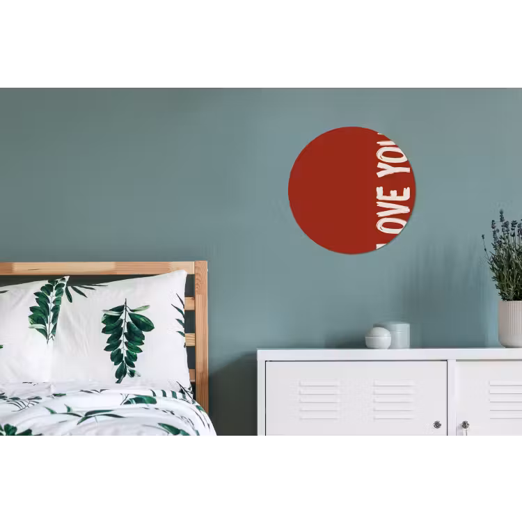 Schuin - Loveyou - Rood Wandcirkel aluminium klein -slaapkamer