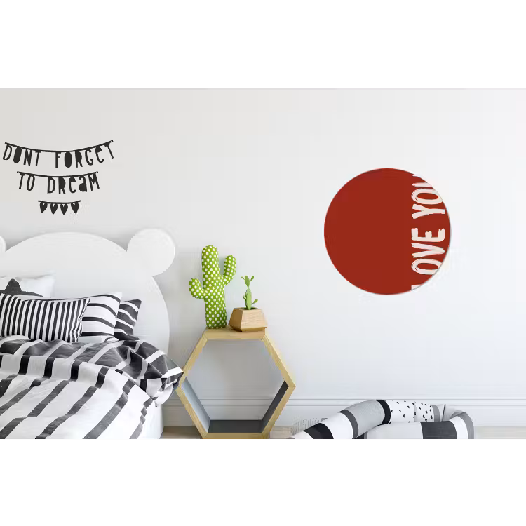 Schuin - Loveyou - Rood Wandcirkel aluminium klein -kinderkamer