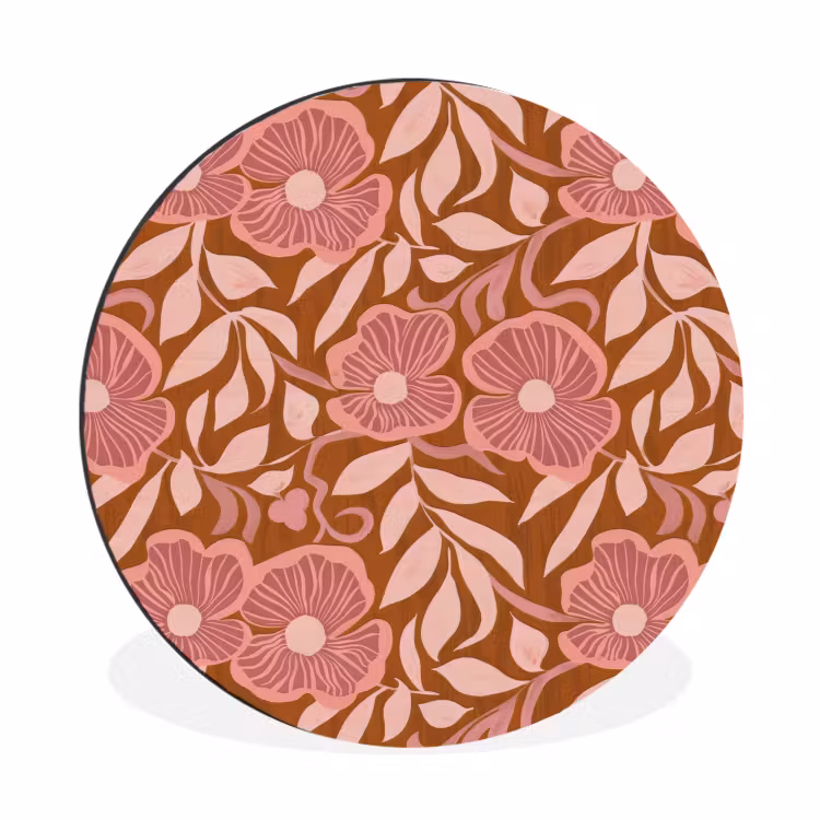 Sfeer - Bloemen - Roze Wandcirkel aluminium klein 190 -3d
