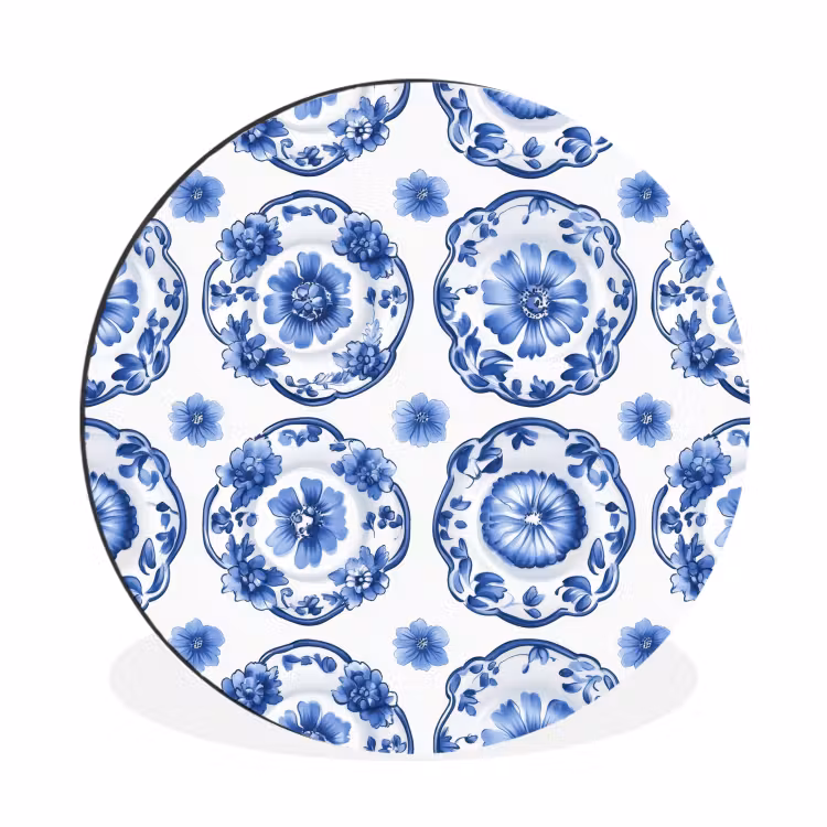 Sierborden - Bloemen - Blauw Wandcirkel aluminium klein 190 -3d