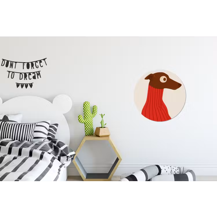 Silhouet - Hond - Trui - Rood Wandcirkel aluminium klein -kinderkamer