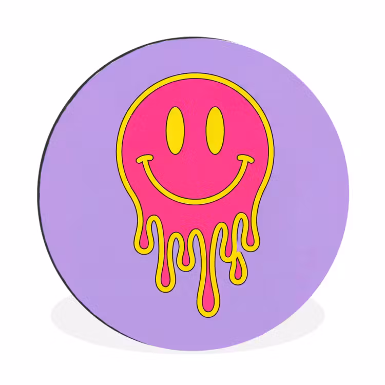 Smiley - Drip - Neon Wandcirkel aluminium klein -3d