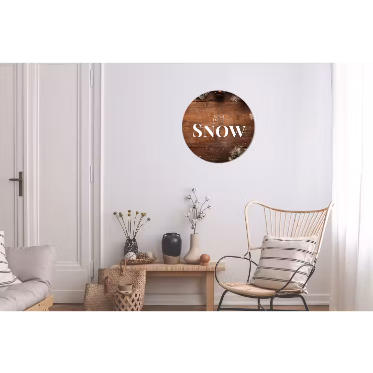 Sneeuw - Houtlook - Quote - Let it snow Wandcirkel aluminium klein -woonkamer