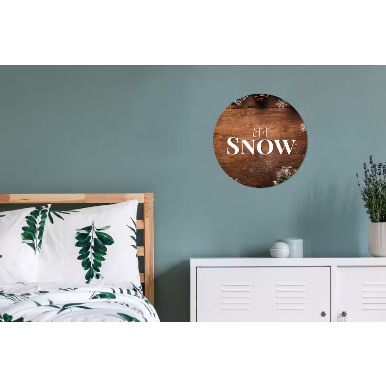 Sneeuw - Houtlook - Quote - Let it snow Wandcirkel aluminium klein -slaapkamer